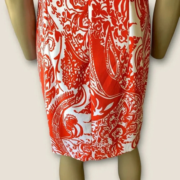 Perceptions New York Paisley Sleeveless Shift Tank Dress Stretchy Size 12 Coral - Picture 11 of 14